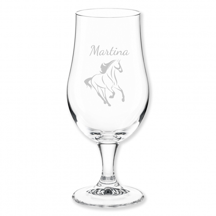 Geschenk für Pferdeliebhaber: Graviertes Bierglas für Frauen