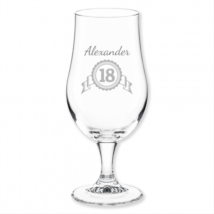 Geschenk zum 18. Geburtstag, Bierglas, Motiv 18. Geburtstag