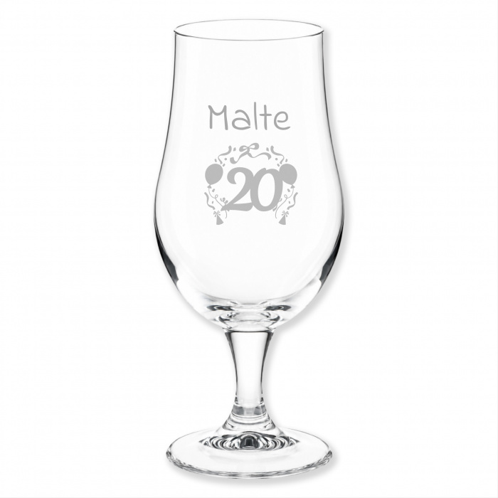 Geschenk zum 20. Geburtstag, Bierglas, Motiv 20