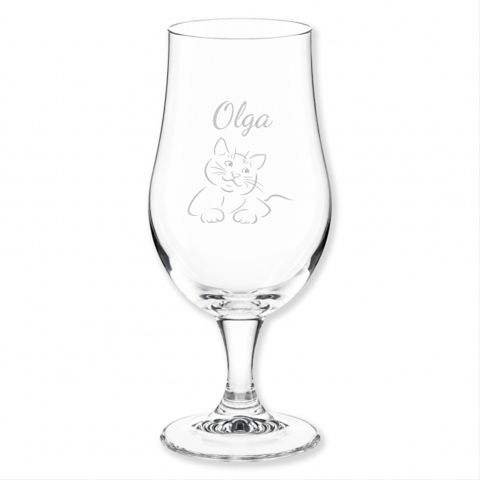 Geschenkidee Katze, Bierglas, Gravur