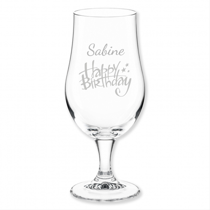 Happy Birthday Glas, Bierglas, Gravur