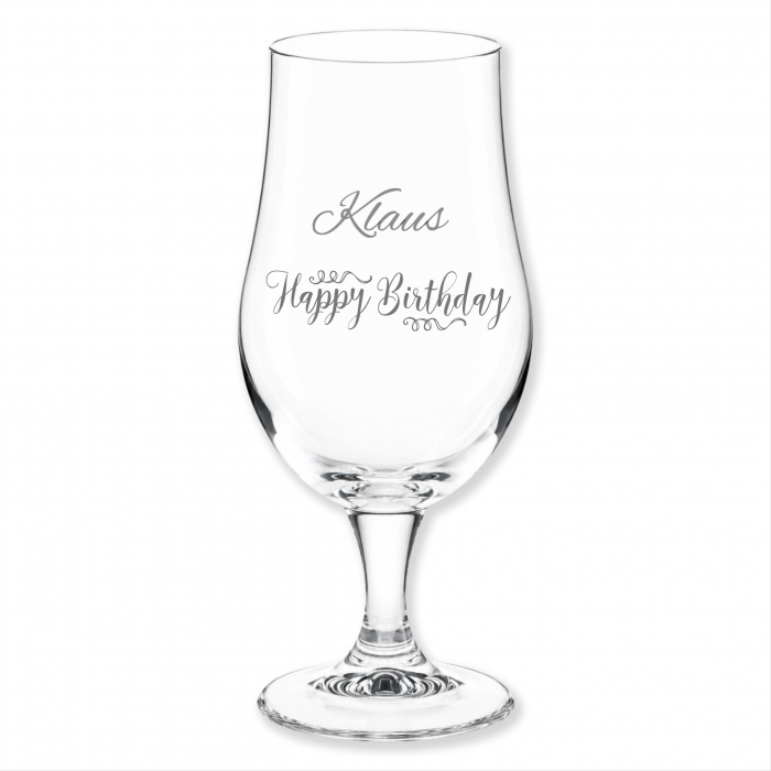 Happy Birthday Glas, Bierglas, Gravur