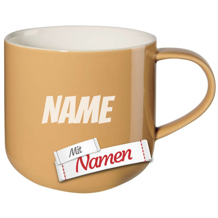 Kaffeetasse mit Gravur Coppa Apricot – Porzellanbecher mit Namen als Geschenk zum Geburtstag