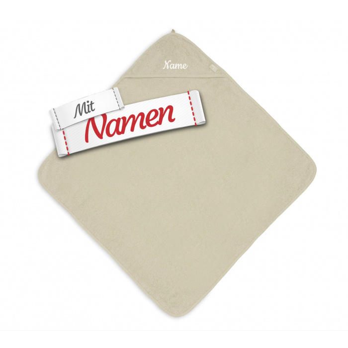Kapuzenhandtuch Baby personalisiert mit Namen, Matcha, Frottee 75 x 75 cm, Babygeschenk