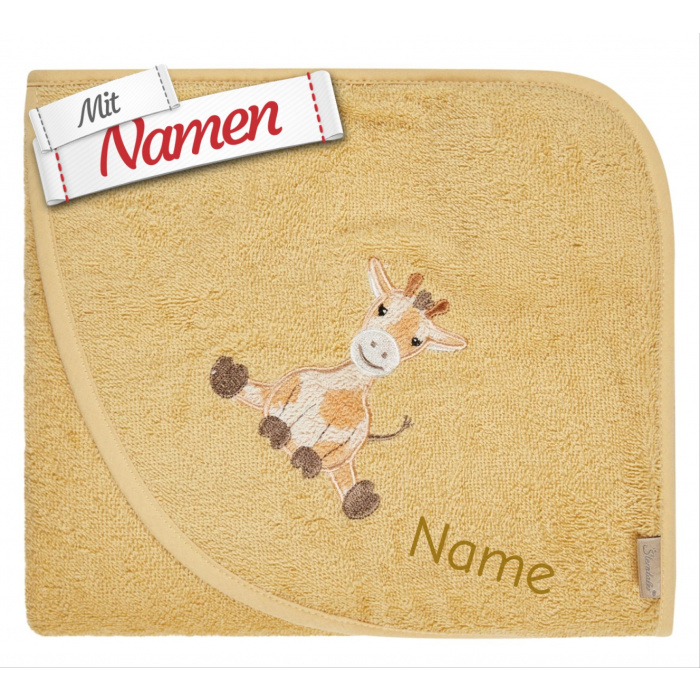 Kapuzenhandtuch personalisiert GIRAFFE Kaya Giraffe von Sterntaler mit Namen bestickt