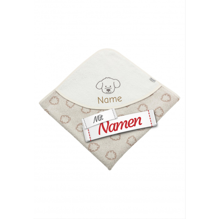 Kapuzenhandtuch personalisiert Hund Lucky – Sterntaler Babybadetuch mit Namen bestickt