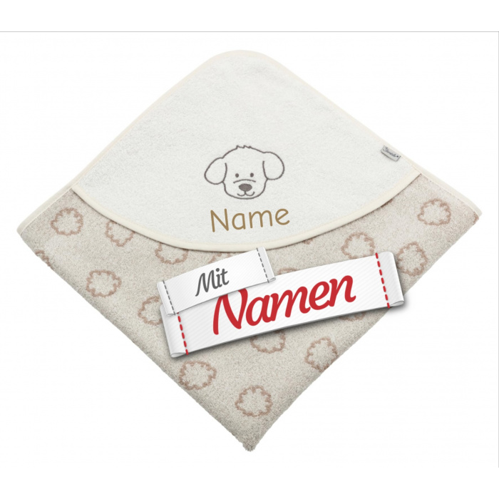 Kapuzenhandtuch personalisiert Hund Lucky – Sterntaler Babybadetuch mit Namen bestickt