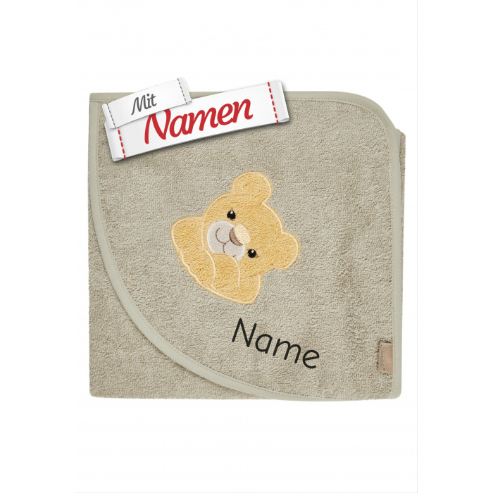 Kapuzenhandtuch personalisiert Löwe Leo – Sterntaler Kapuzenbadetuch mit Namen bestickt für Baby