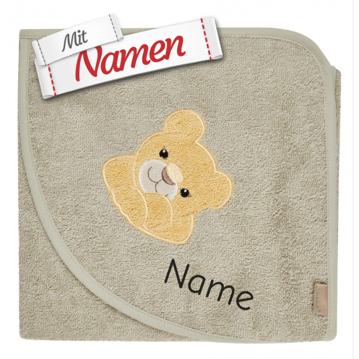 Kapuzenhandtuch personalisiert Löwe Leo – Sterntaler Kapuzenbadetuch mit Namen bestickt für Baby