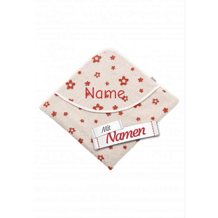 Kapuzenhandtuch personalisiert – Sterntaler mit Namen bestickt, Blumen Kinder Badetuch