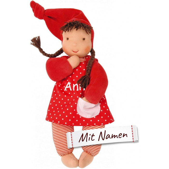 Käthe Kruse Schatzi Waldorfpuppe mit Namen - Personalisiertes Geschenk für Mädchen, bestickt