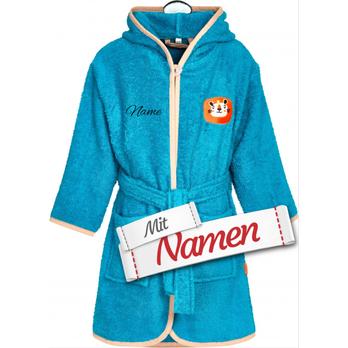Kinder Bademantel mit Namen bestickt – Playshoes Dschungel Löwe