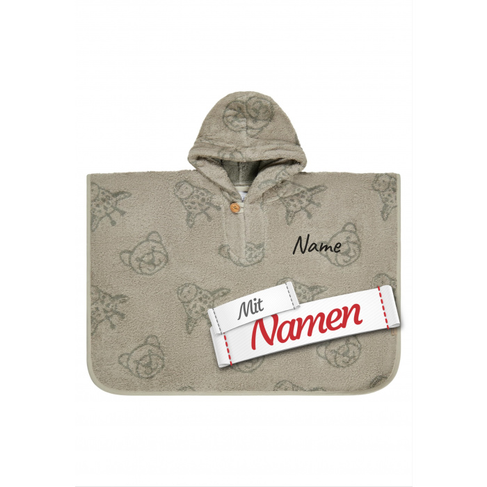 Kinder Poncho personalisiert – Sterntaler Badeponcho Löwe Leo mit Namen bestickt aus 100% Baumwolle