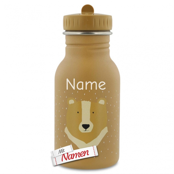 Kinder-Trinkflasche mit Gravur Dinosaurier – Trixie Edelstahlflasche mit Namen für Kita und Schule