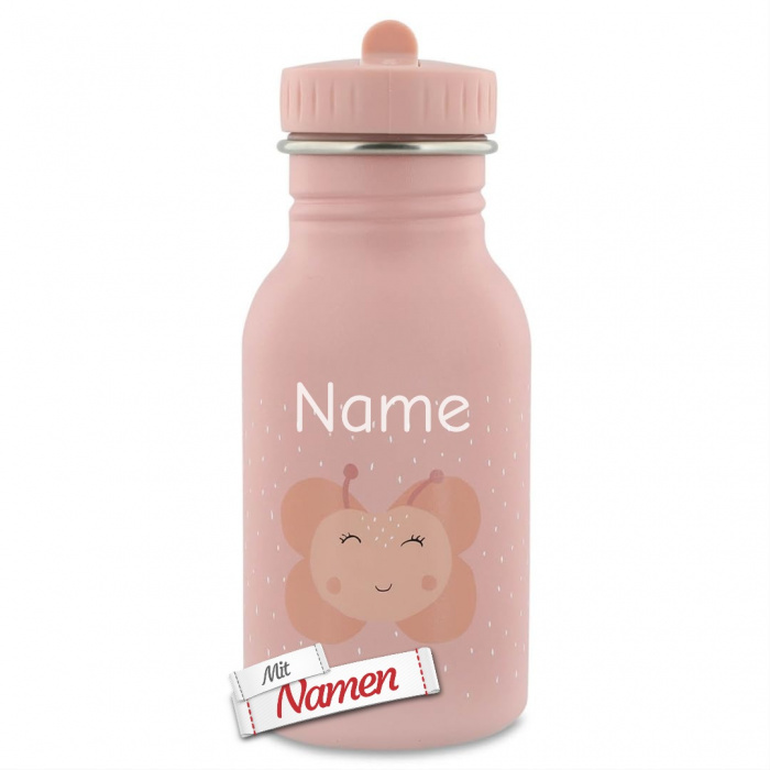 Kinder Trinkflasche mit Gravur Schmetterling – Mrs. Butterfly aus Edelstahl, mit Namen personalisiert