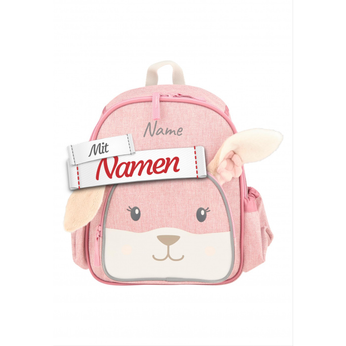 Kindergartenrucksack personalisiert, Hase Hanni in Rosa von Sterntaler, Kinderrucksack mit Namen bestickt