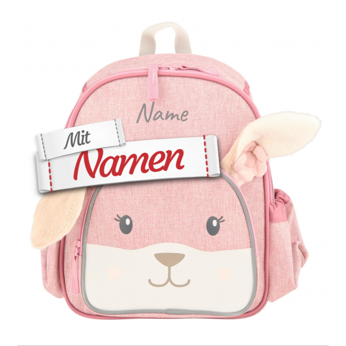 Kindergartenrucksack personalisiert, Hase Hanni in Rosa von Sterntaler, Kinderrucksack mit Namen bestickt