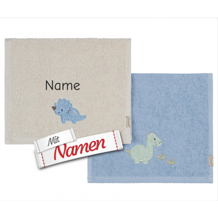 Kinderhandtuch mit Namen Dinosaurier Dino Rexi von Sterntaler bestickt im 2er Pack