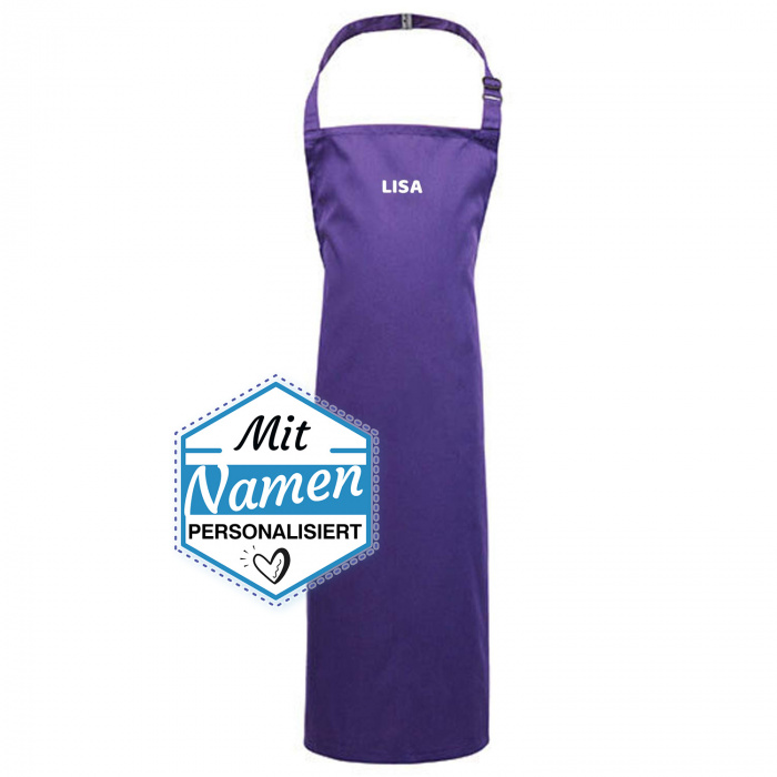 Kinderschürze / Malschürze, 3-6 Jahre Lila, bestickt