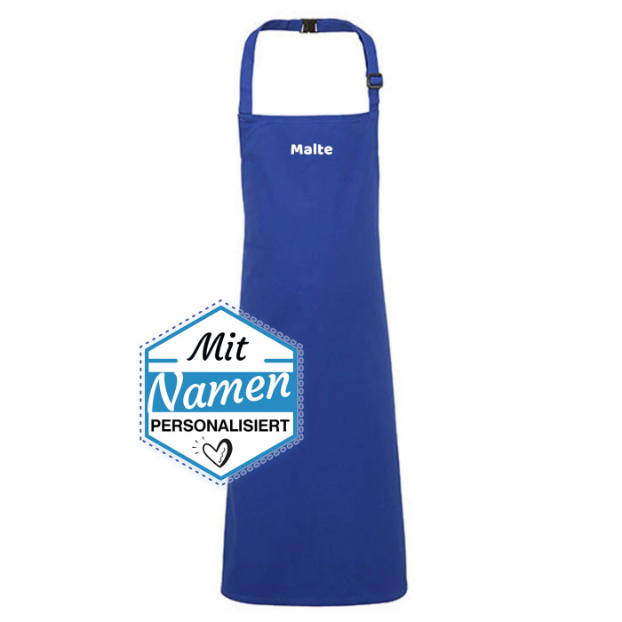 Koch- und Grillschürze, Blau, bestickt