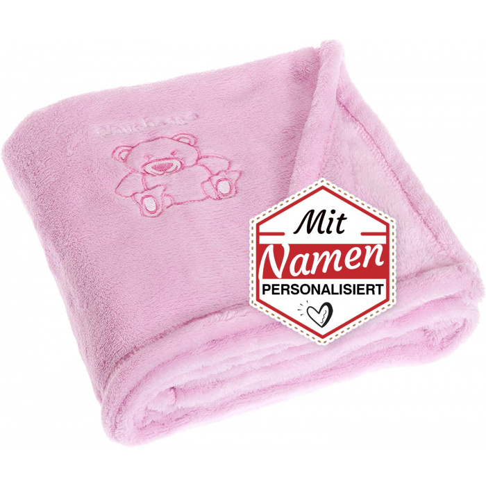 Kuscheldecke mit Namen bestickt Bär Kollektion Bär in Rosa von Playshoes