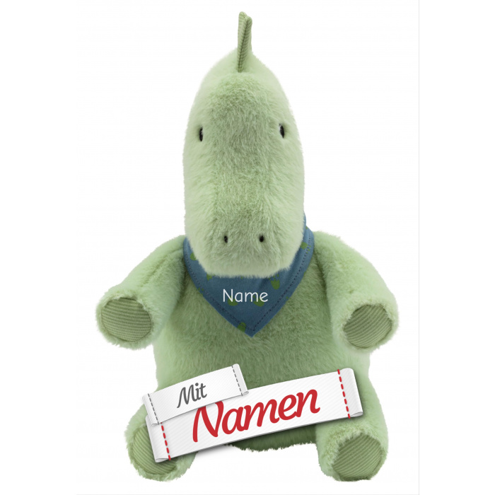 Kuscheltier mit Namen Dinosaurier Dino Rexi – Sterntaler Dino mit Halstuch, bestickt als persönlicher Tröster