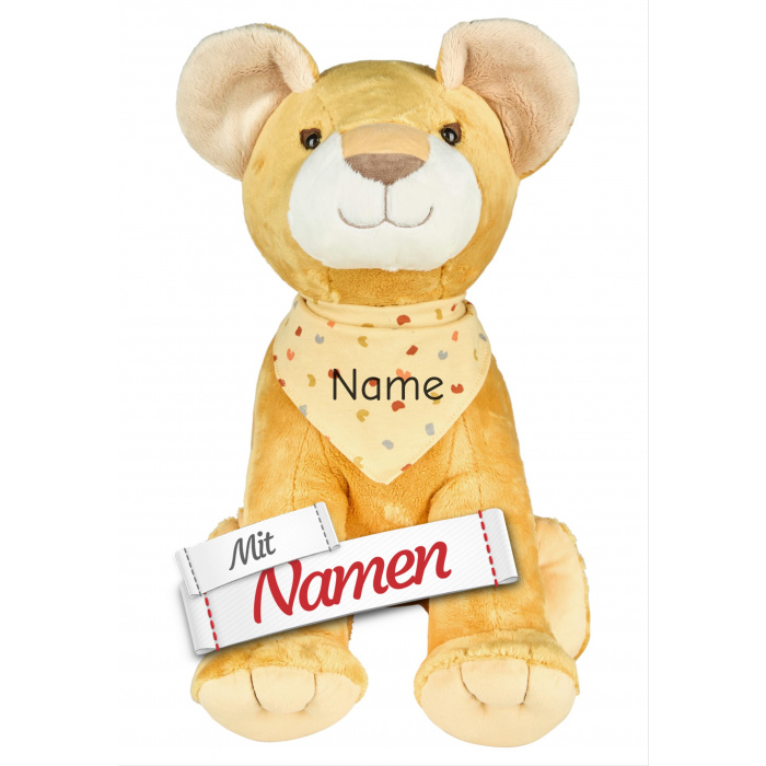Kuscheltier mit Namen Löwe Leo von Sterntaler, bestickt auf Halstuch, XXL Plüschtier als Babygeschenk