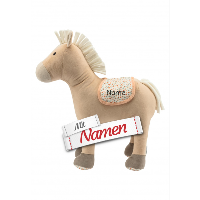 Kuscheltier mit Namen Pferd Sunny von Sterntaler – Sattel mit Blumenmuster, Name bestickt