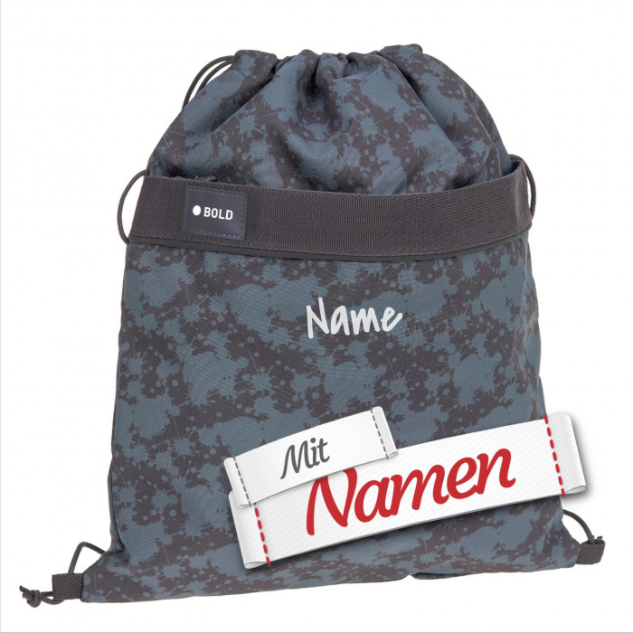 LÄSSIG Lässig Sportbeutel mit Namen personalisiert, Bestickt, Spots Blue – Kinder Turnbeutel Sportbeutel mit Rucksackfunktion