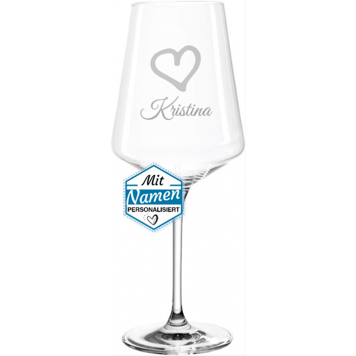 LEONARDO Weinglas mit Namen und Herz graviert aus der Leonardo Puccini Serie mit Gravur