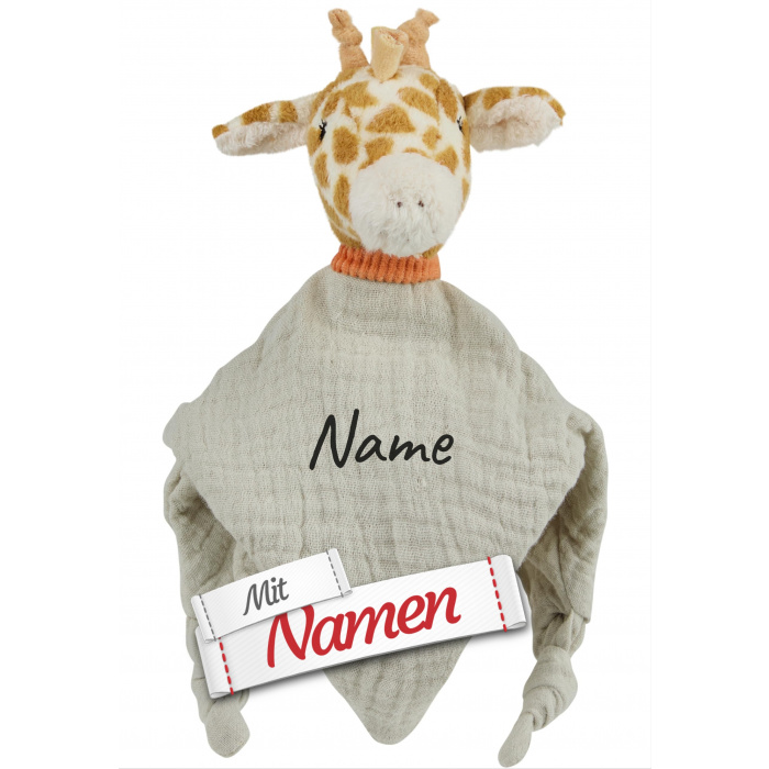 Personalisierte Geschenke für das Baby: Schmusetuch Giraffe Kaya mit Namen bestickt von Sterntaler