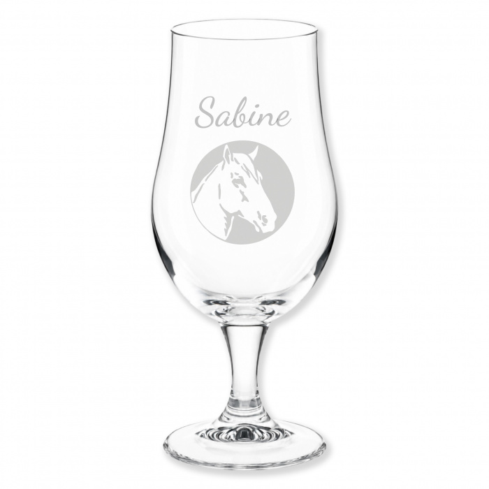 Pferdemotiv Bierglas graviert für Pferdeliebhaber Geburtstagsgeschenk