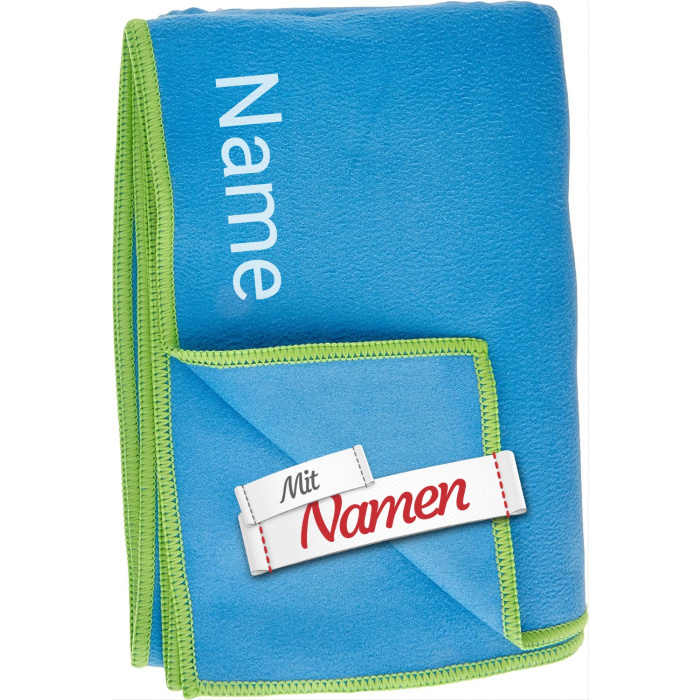 Playshoes Badetuch mit Namen personalisiert – Microfaserhandtuch bestickt, Handtuch 80x160 cm, Blau