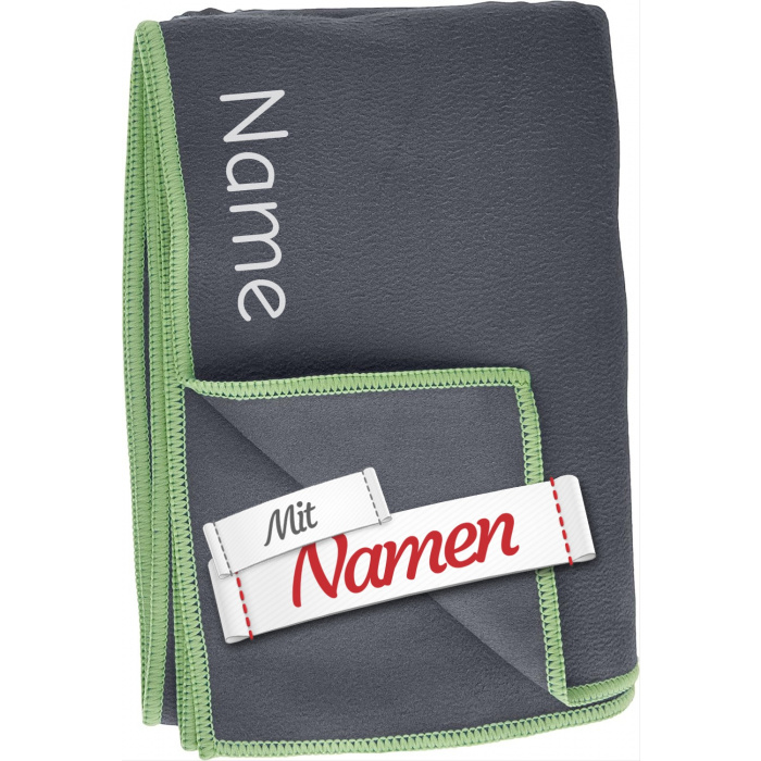 Playshoes Badetuch mit Namen personalisiert – Microfaserhandtuch bestickt, Handtuch 80x160 cm, Grau