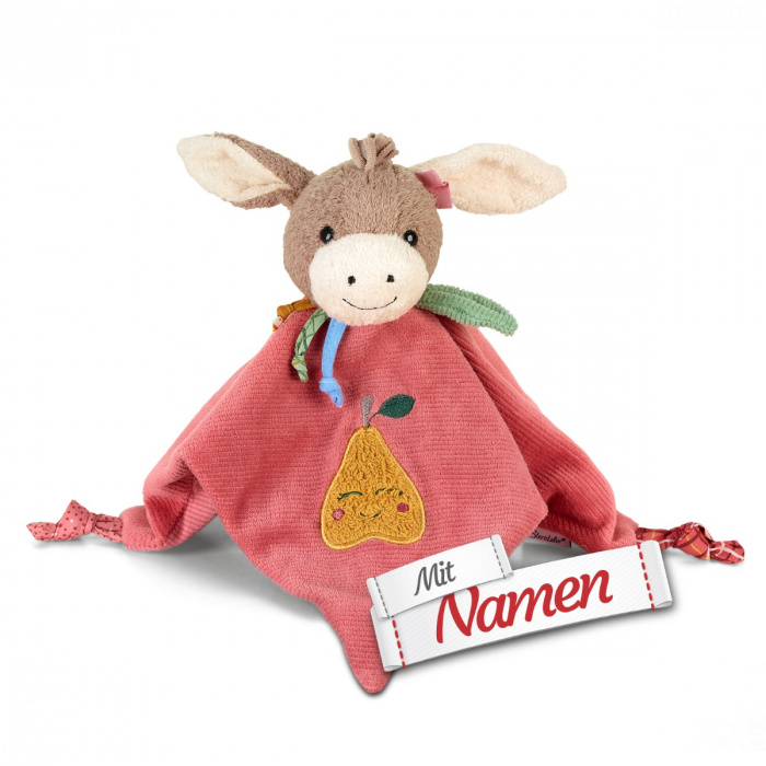 Schmusetuch Mädchen personalisiert – Sterntaler Esel Emmily, mit Namen bestickt