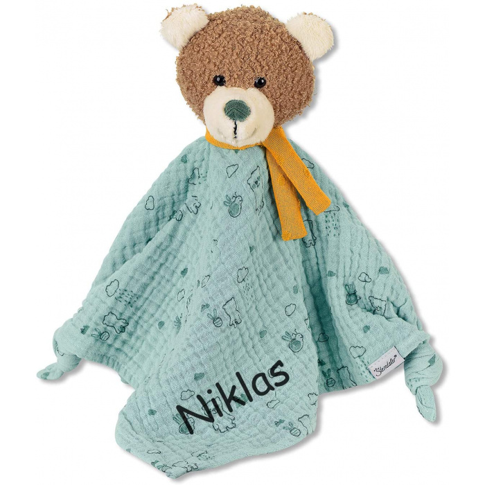 Schmusetuch mit Namen Bär Bär Ben von Sterntaler bestickt als Geburtsgeschenk