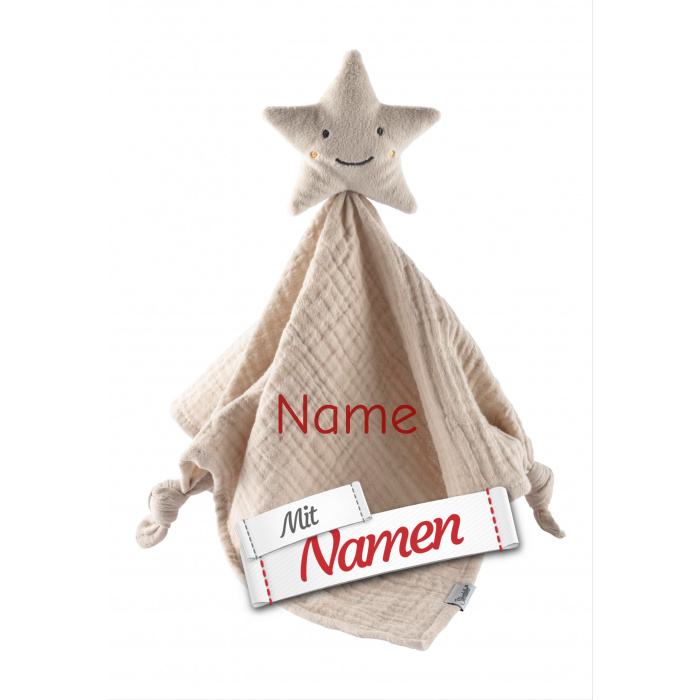 Schmusetuch mit Namen bestickt Himmelskörper Stern von Sterntaler aus Baumwolle
