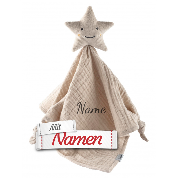 Schmusetuch mit Namen bestickt Himmelskörper Stern von Sterntaler aus Baumwolle