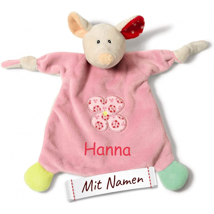 NICI Stofftier-Schmusetuch Maus, bestickt