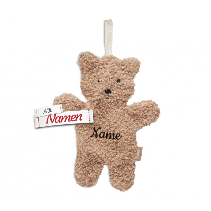 Schmusetuch personalisiert mit Namen, Teddybär Hellbraun, Schnuffeltuch