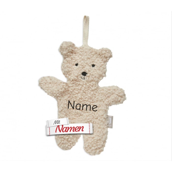 Schmusetuch personalisiert mit Namen, Teddybär Natur, Schnuffeltuch mit Schnullerhalter