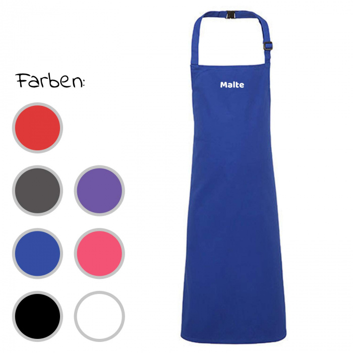 Koch- und Grillschürze, Blau, bestickt