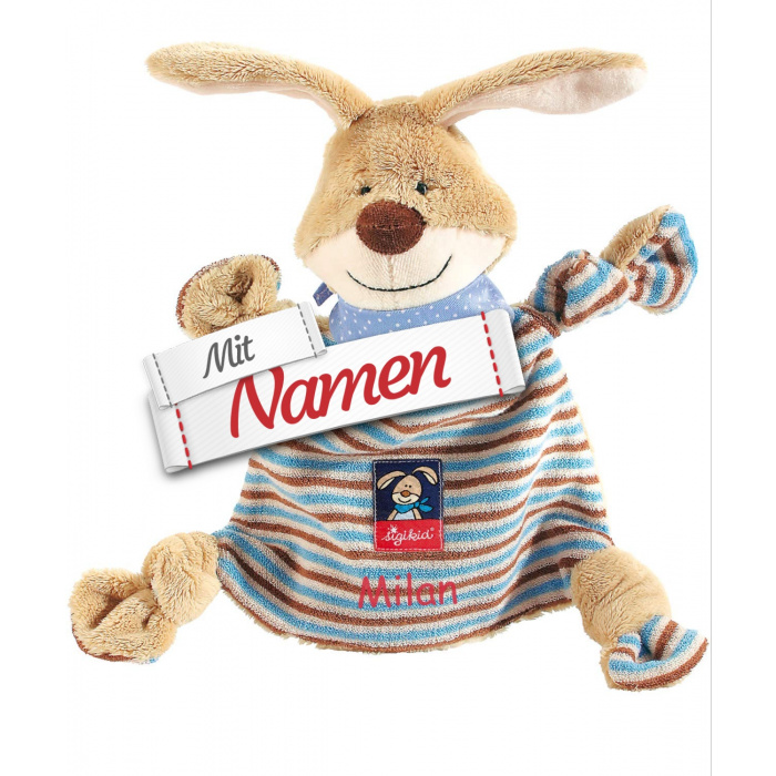 Sigikid Schnuffeltuch Hase Semmel Bunny, mit Namen bestickt, personalisierbar, Geschenk zur Geburt oder Taufe