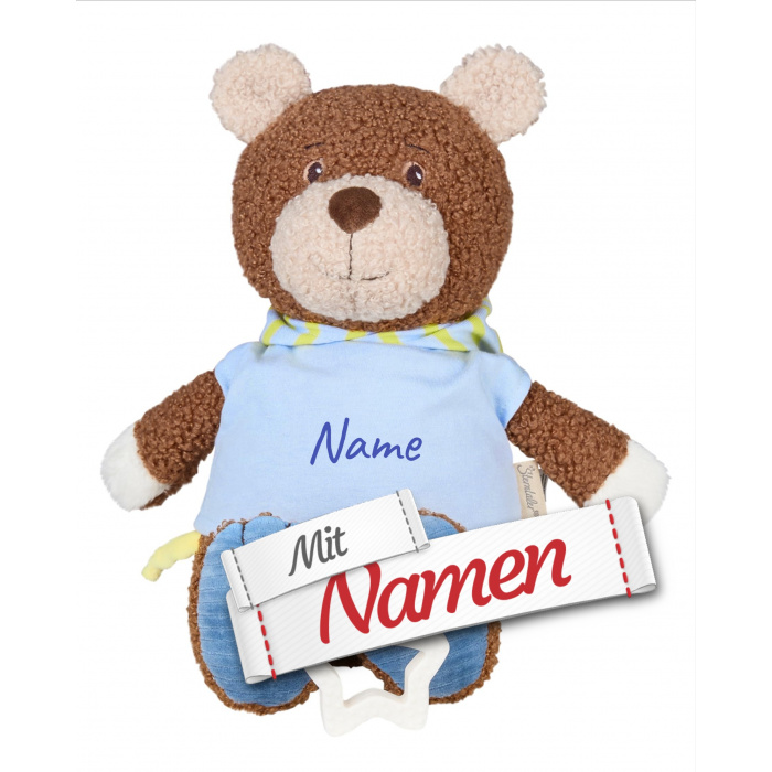 Spieluhr Baby Sterntaler Bär Bob mit Namen bestickt – Mozart Wiegenlied, 32×25×12 cm