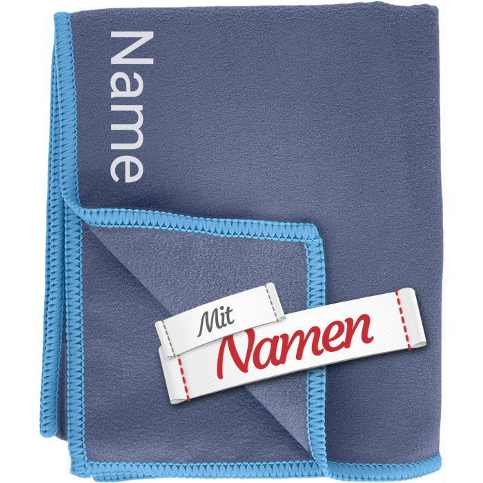 Sport Geschenk personalisiert, Sporthandtuch mit Namen bestickt, 40x80, Marine Blau