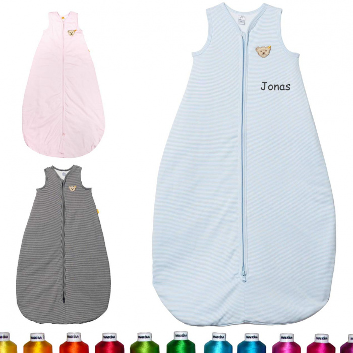 Steiff Baby Schlafsack L70, Blau, bestickt