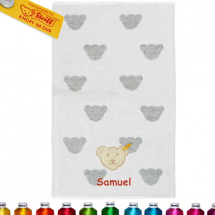 Steiff Bär Kinderhandtuch 30x50cm Grau Softgrey Melange, bestickt