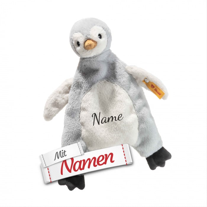 Steiff Pinguin Schmusetuch mit Namen bestickt, Babygeschenk personalisiert