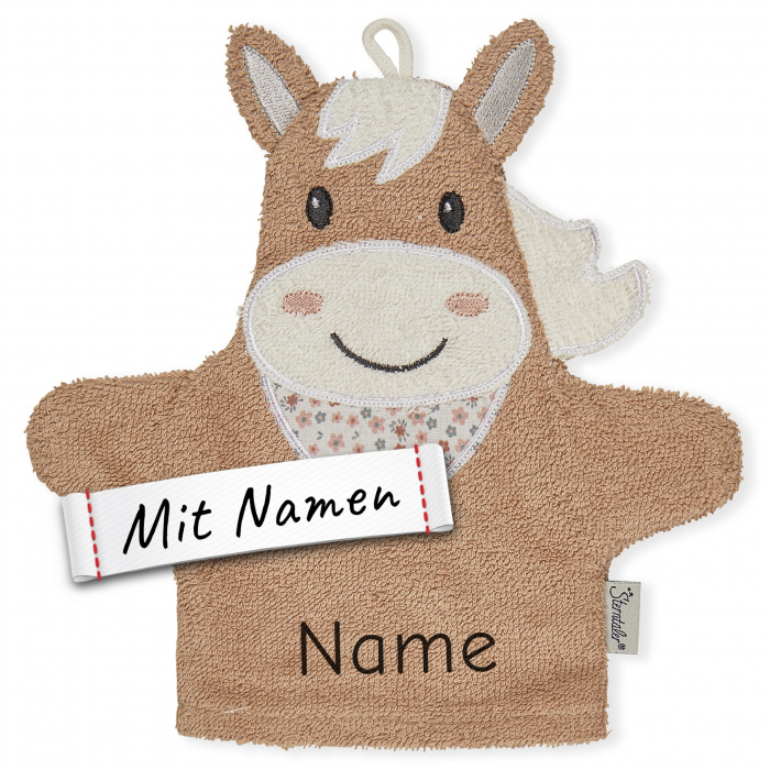 Sterntaler Spiel-Waschhandschuh Pferd Sunny mit Namen bestickt