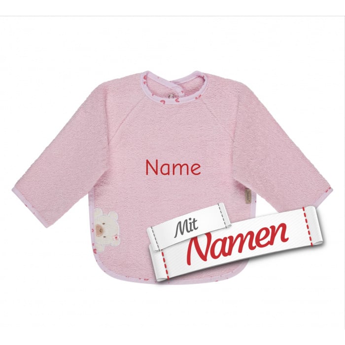 Sterntaler Ärmellätzchen Bär Betty mit Namen bestickt personalisiert, 50 x 73 cm Rosa